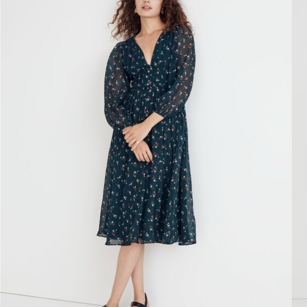 Seersucker Sophia Midi Dress in Woodland Floral